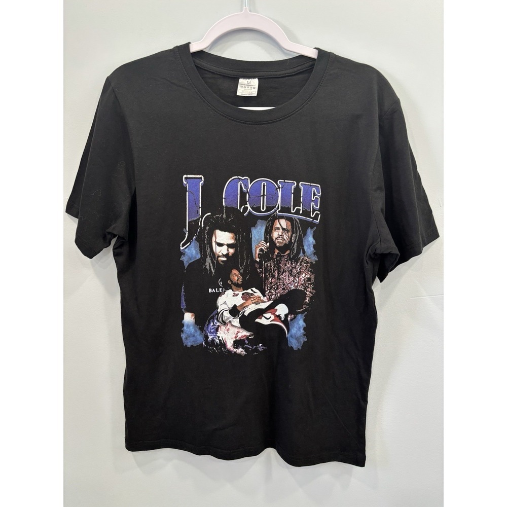 J. Cole Concert Graphic Tee 100% Cotton Women's M Black Streetwear